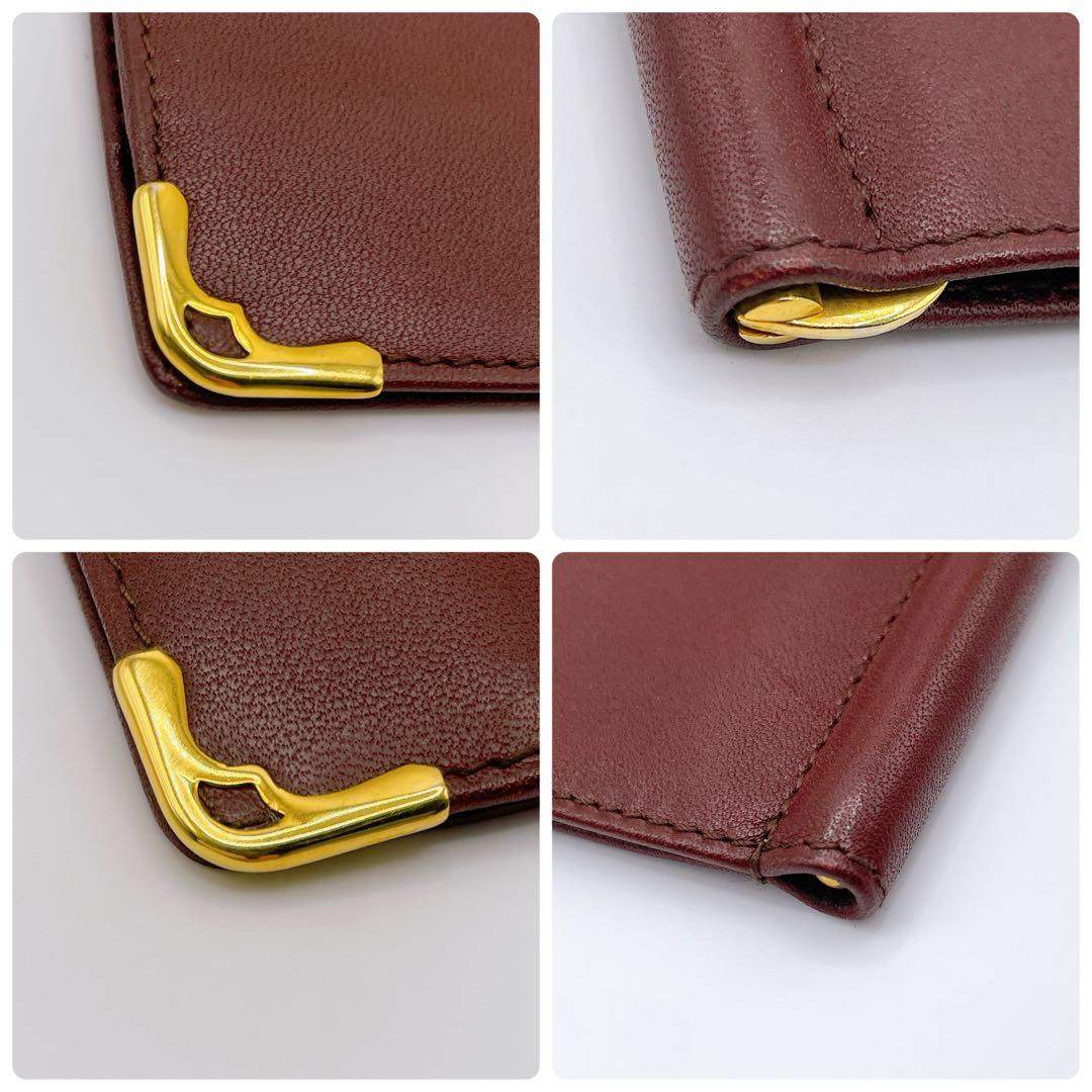 美品 カルティエ マネークリップ ボルドー マストライン 札入れ ゴールド 財布
