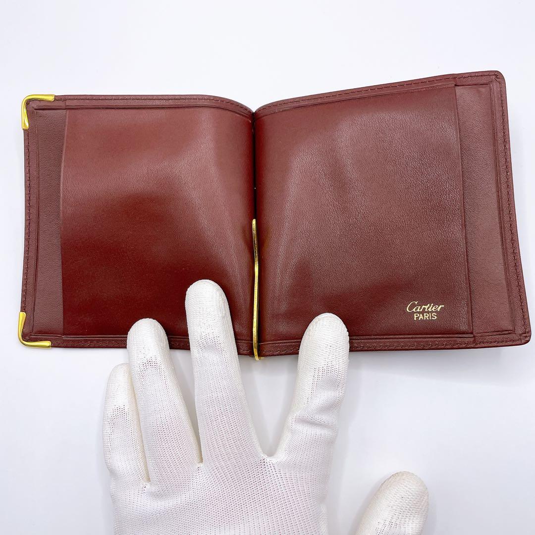 美品 カルティエ マネークリップ ボルドー マストライン 札入れ ゴールド 財布