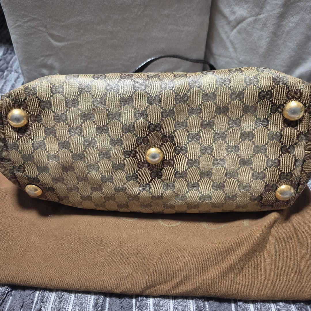 GUCCI GGキャンバス トートバッグ ゴールドスタッズ