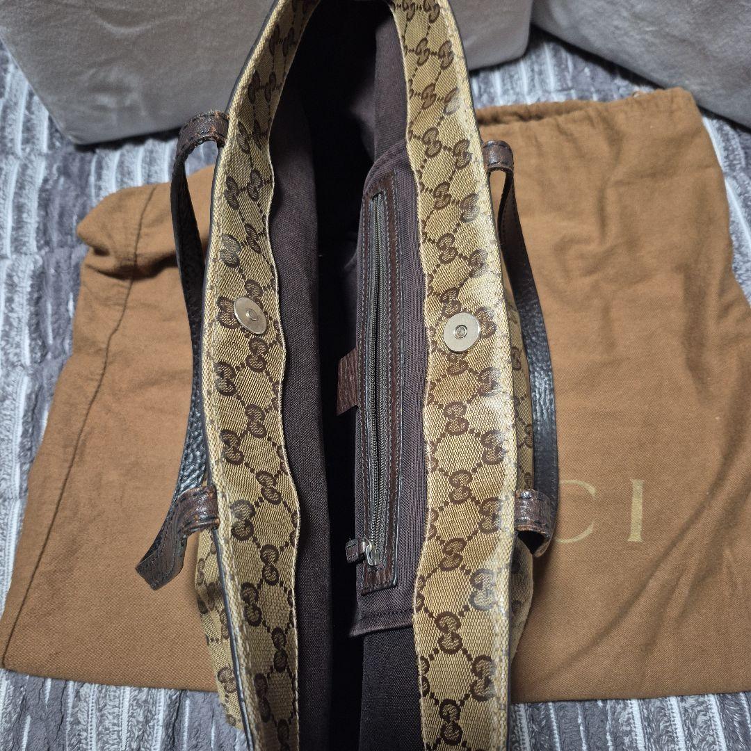 GUCCI GGキャンバス トートバッグ ゴールドスタッズ