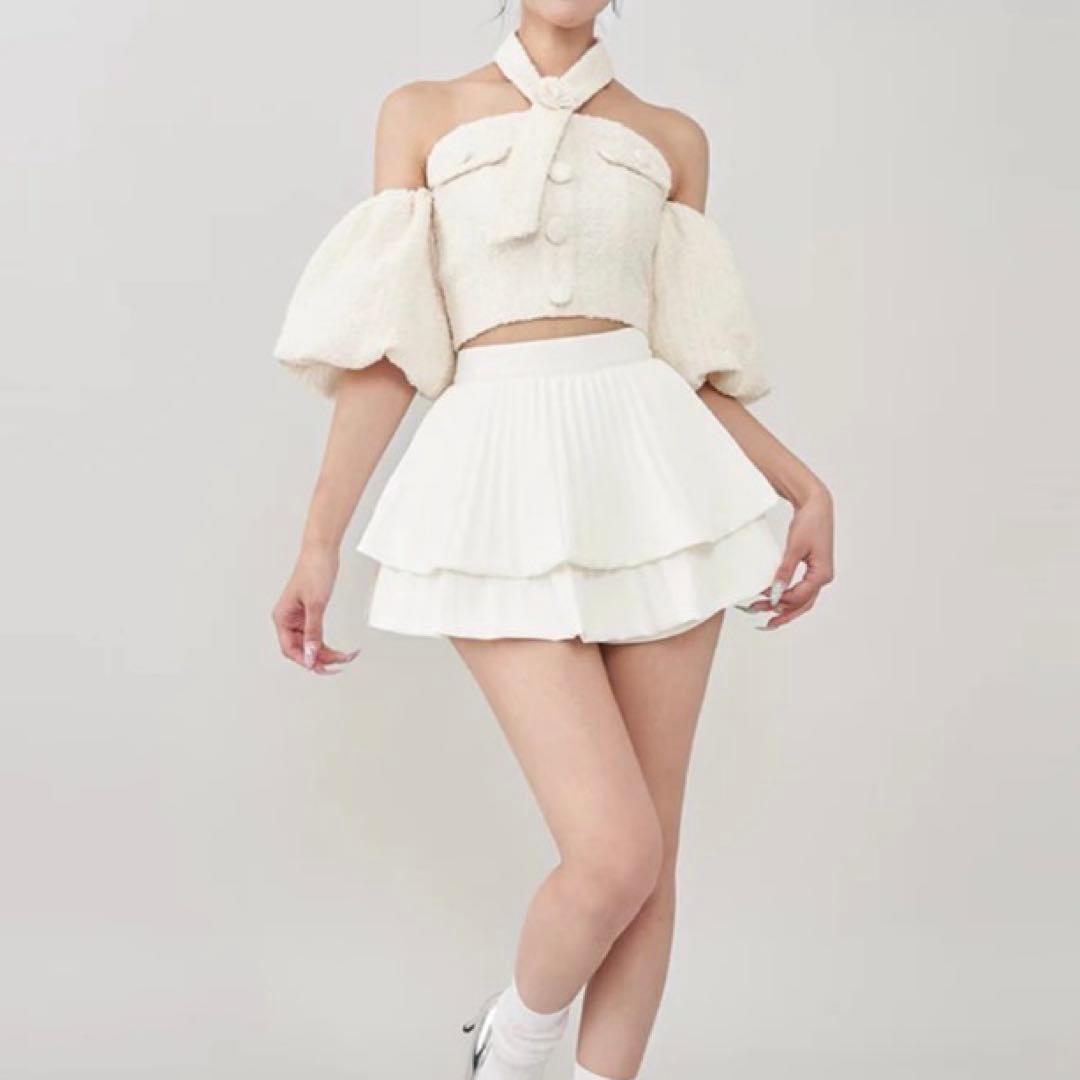 Darich ホルターネックオフショルツイード トップス