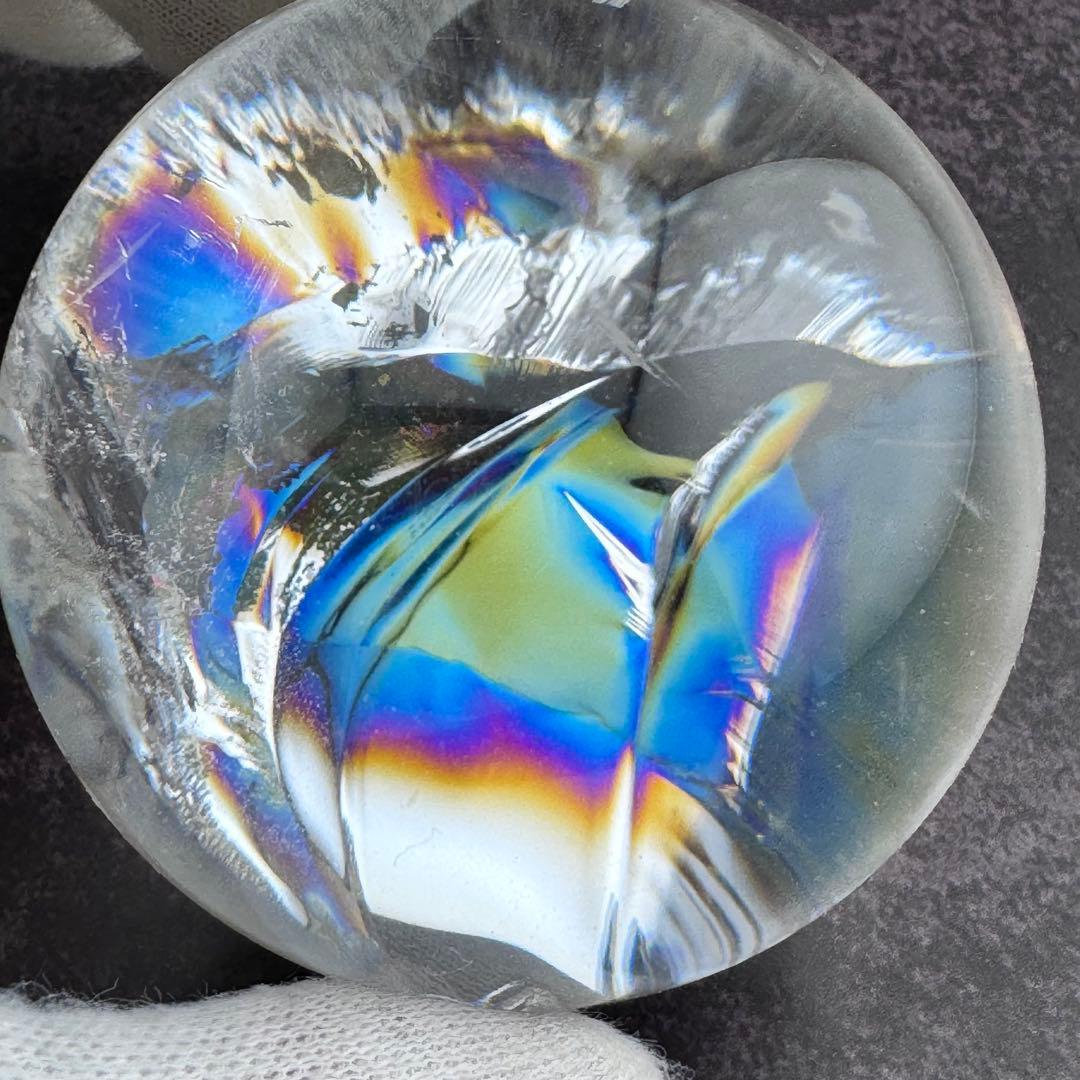 M-27虹入り水晶丸玉　水晶スフィア　天然石　クリスタル　アイリスクォーツ