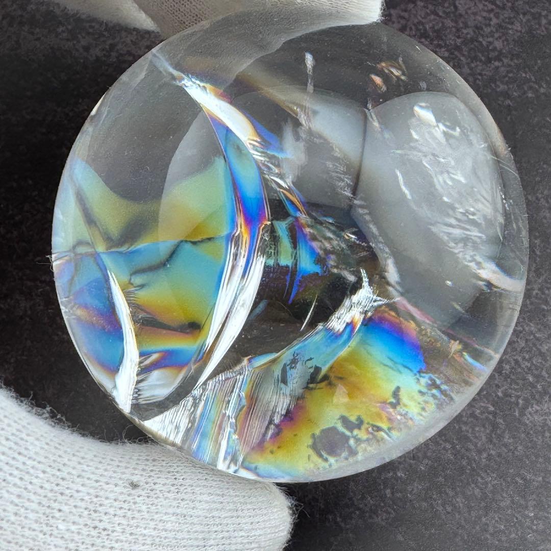 M-27虹入り水晶丸玉　水晶スフィア　天然石　クリスタル　アイリスクォーツ