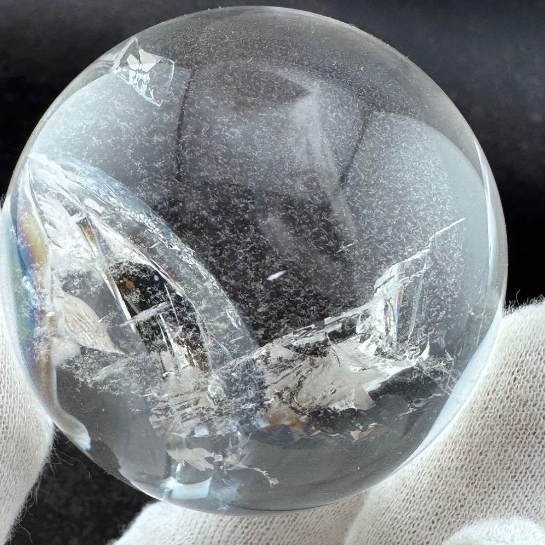 M-27虹入り水晶丸玉　水晶スフィア　天然石　クリスタル　アイリスクォーツ