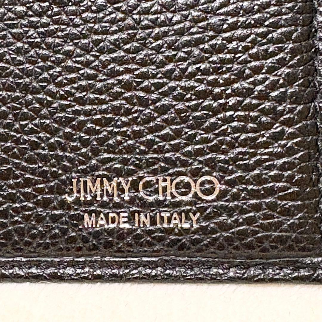 JIMMY CHOO Nemo 黒 レザー 三つ折り財布 スタースタッズ