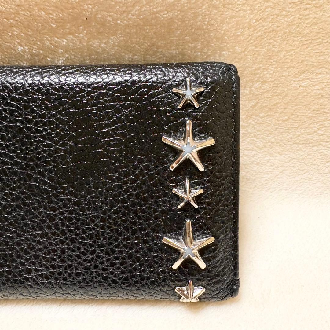 JIMMY CHOO Nemo 黒 レザー 三つ折り財布 スタースタッズ