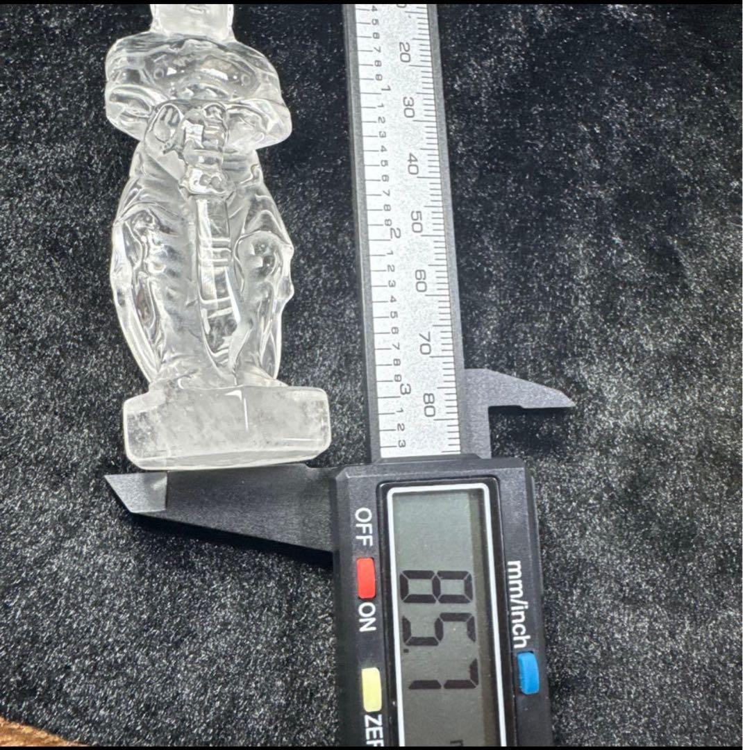 【高品質】不動明王 水晶彫刻 置物 台座付き