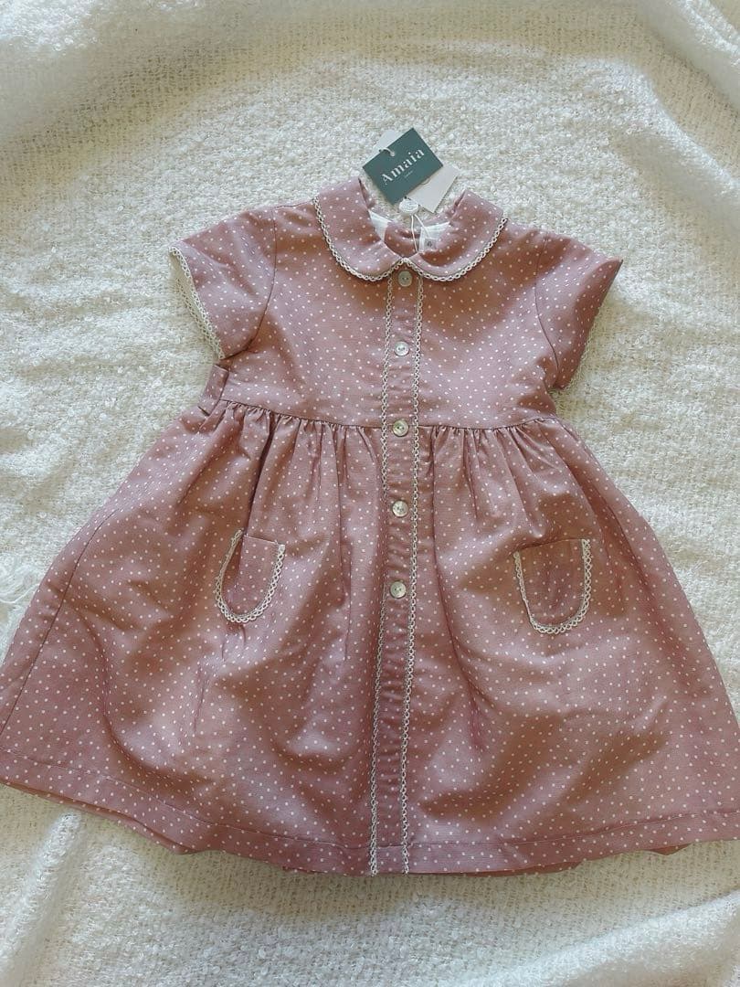 新品タグ付き値下げ中♡Amaia Kids ワンピース　ピンク　sansakae