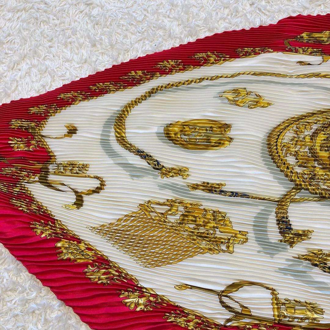 美品★Hermes★エルメス★プリーツスカーフ★箱付き★シルク100%★高級