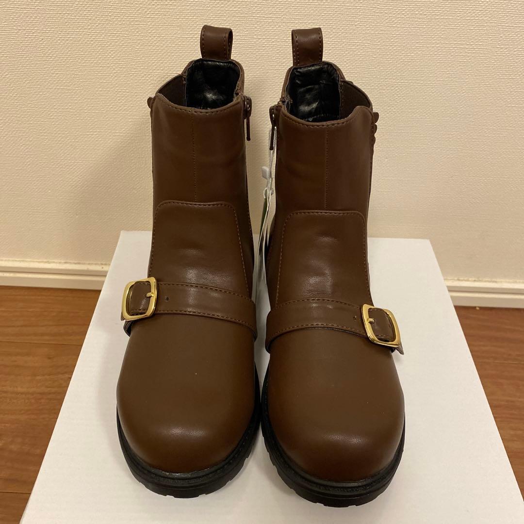 新品　タグ付き　ケイトスペード　キッズ　ベルトサイドゴアブーツ　茶 23cm