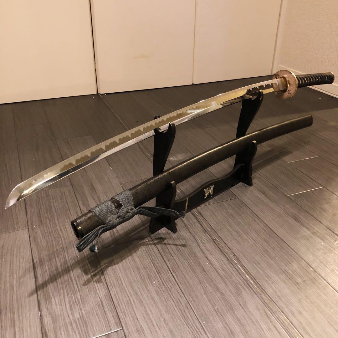 高級模造刀　居合刀　金の鍔　緑拵え