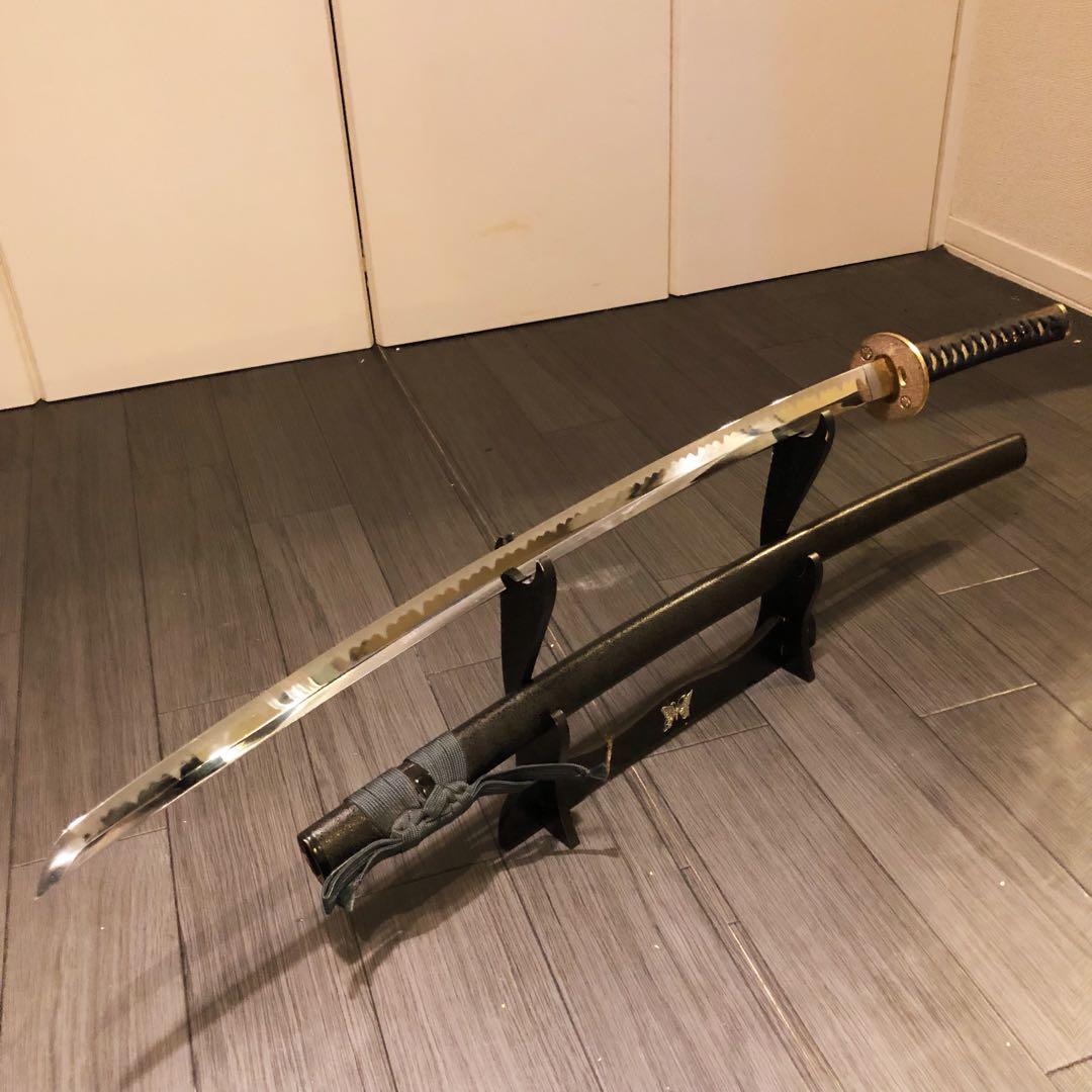 高級模造刀　居合刀　金の鍔　緑拵え