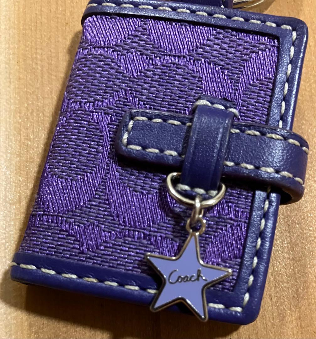 【未使用】COACH コーチ　キーホルダー　Cロゴ　写真入れ　パープル　紫