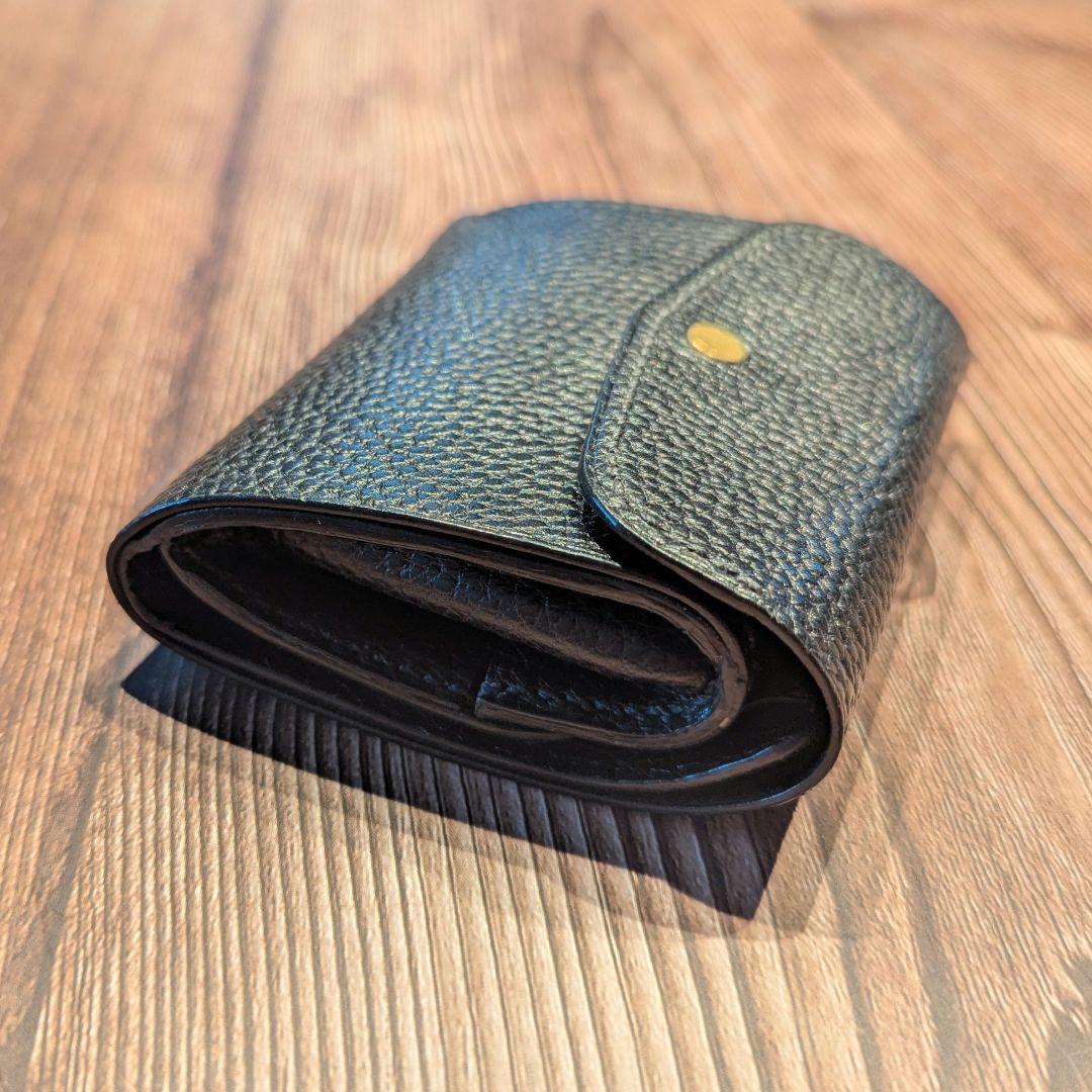 イタリアンレザー × ハンドメイド 二つ折り財布（黒）