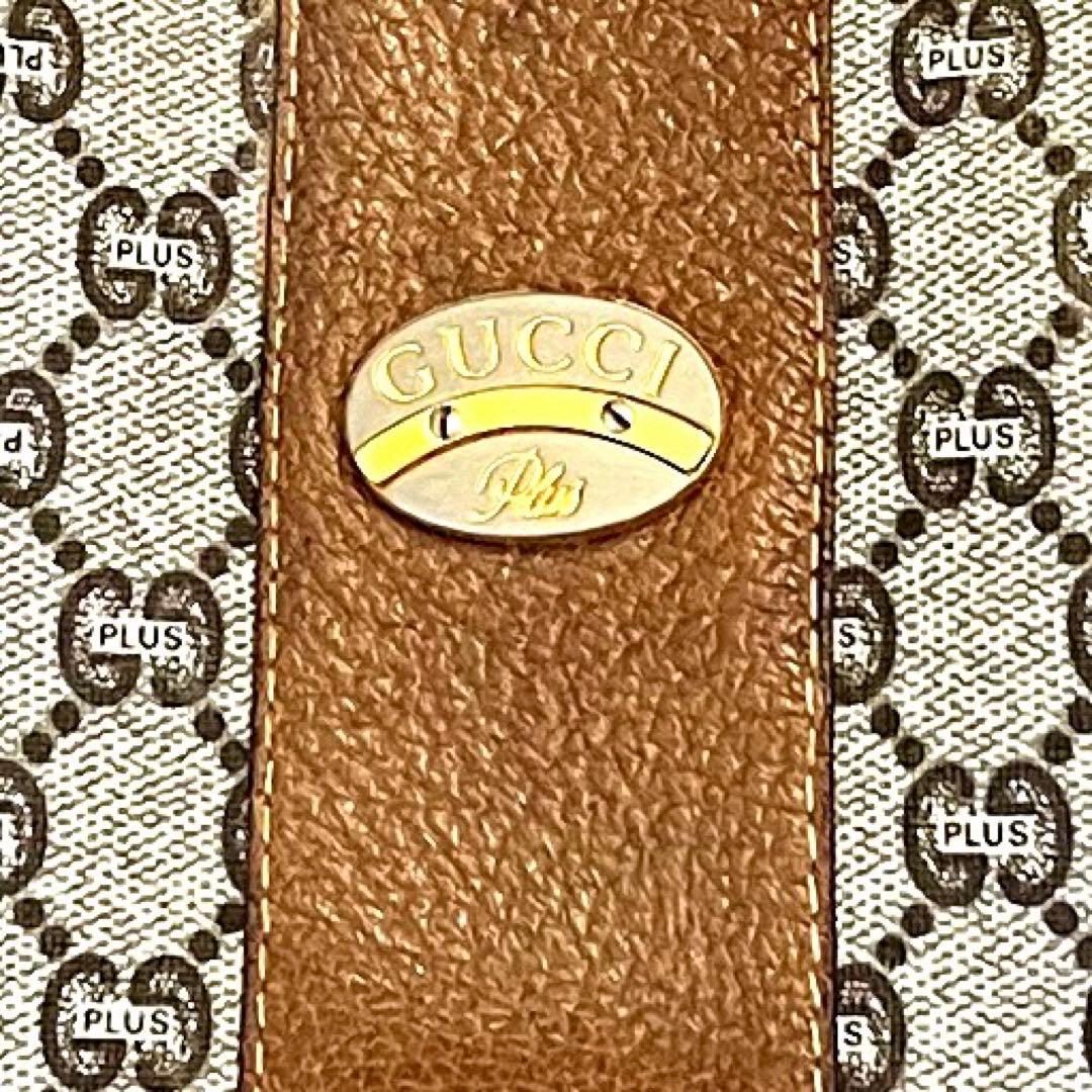 オールドグッチ グッチプラス GGスプリーム ロゴ金具 ボストンバッグ ブラウン