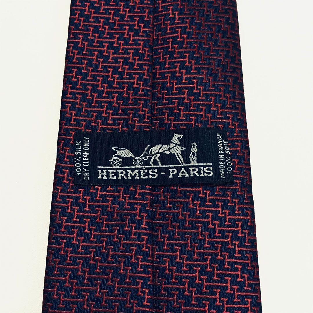 未使用級 H織りタイ ファソネH柄 エルメス HERMES ネクタイ