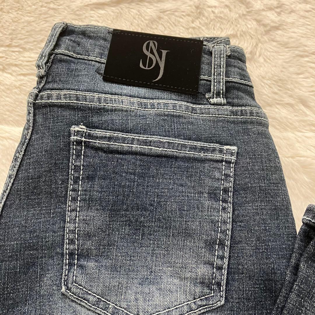 新品　SYNERJYN CAT WASHING DENIM PANTS L