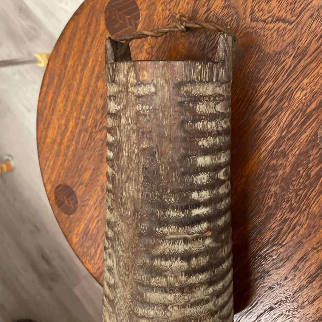 木製花器 ロープハンドル付き