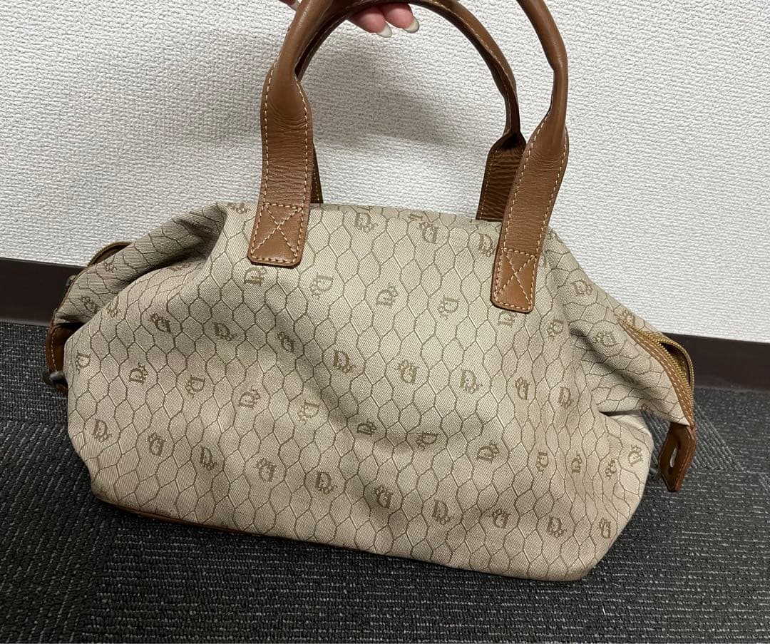 Dior ベージュ ハニカム柄 ボストンバッグ