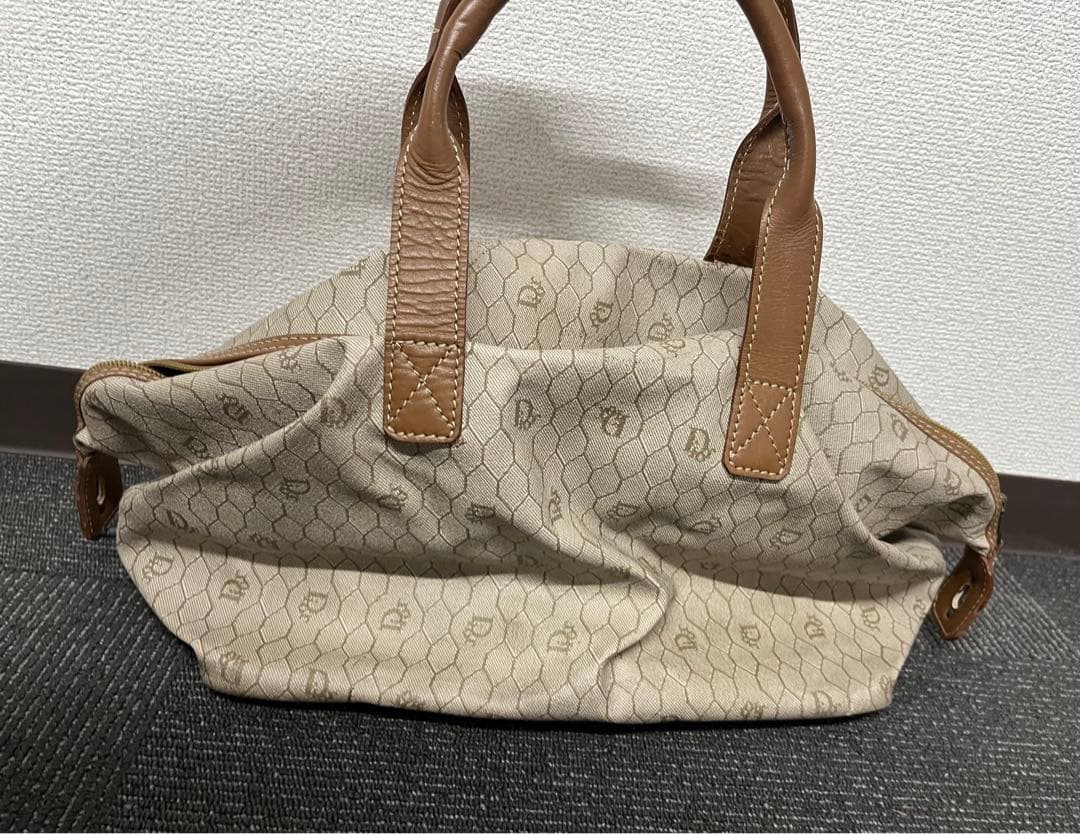 Dior ベージュ ハニカム柄 ボストンバッグ