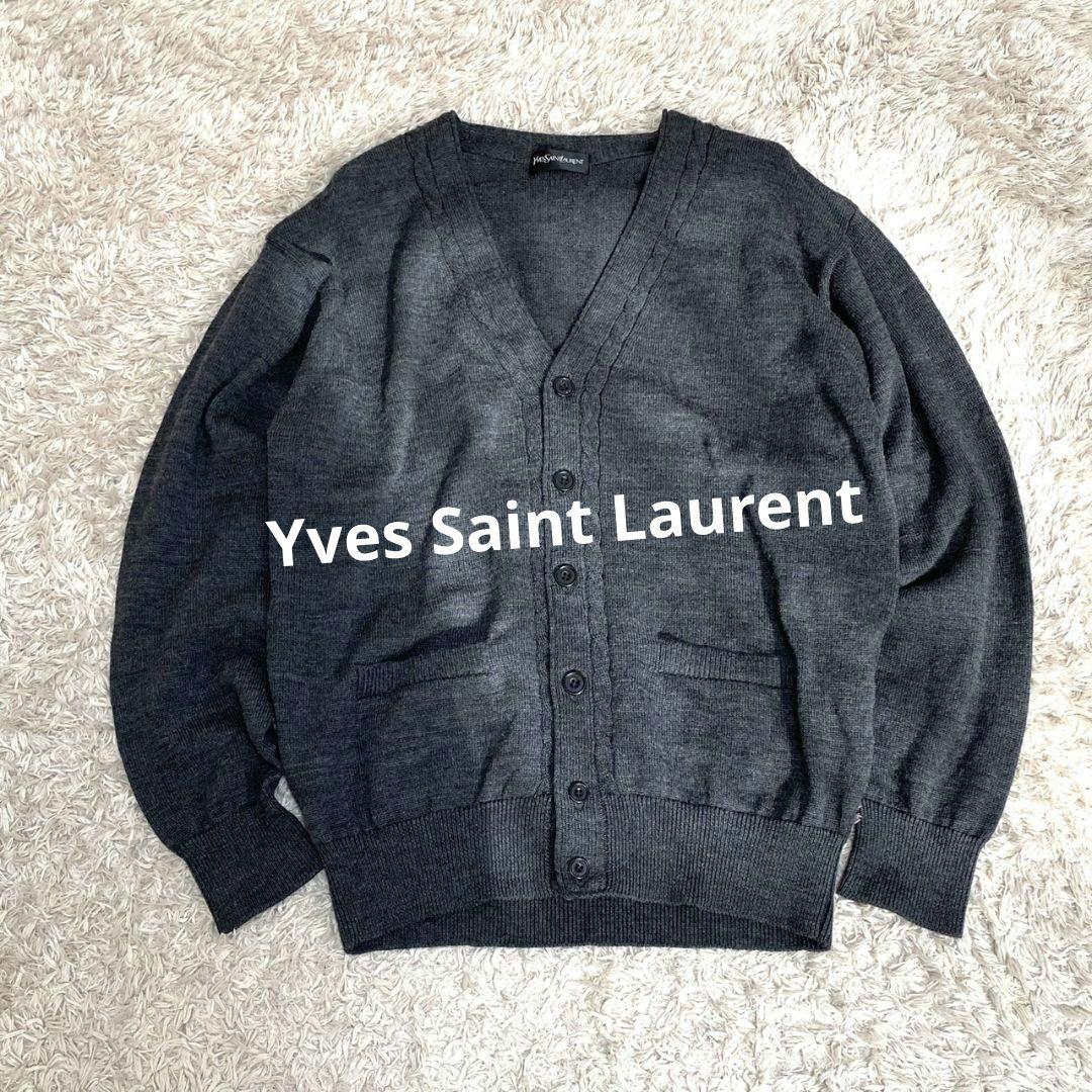 希少 イヴサンローラン Vネック グレー カーディガン Y2K ヴィンテージ