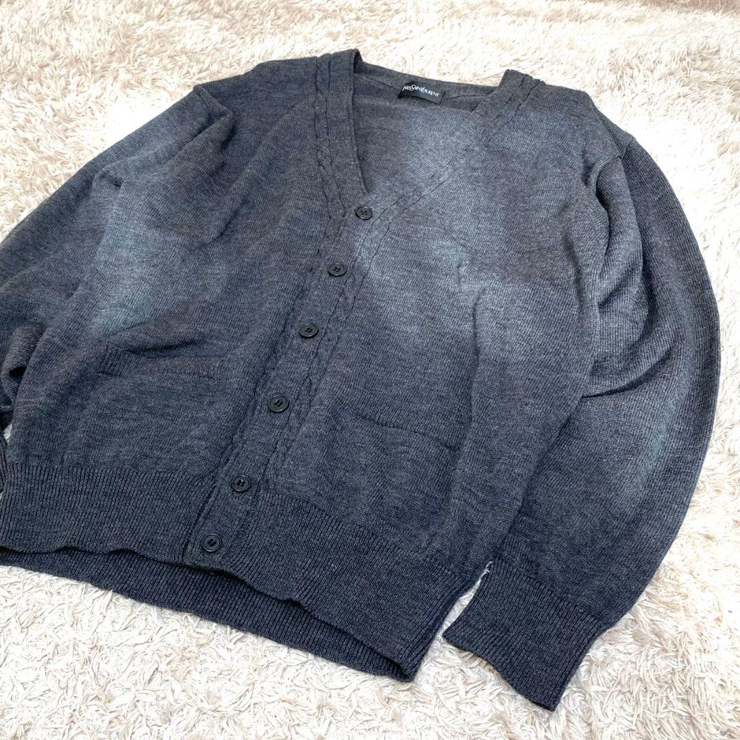 希少 イヴサンローラン Vネック グレー カーディガン Y2K ヴィンテージ