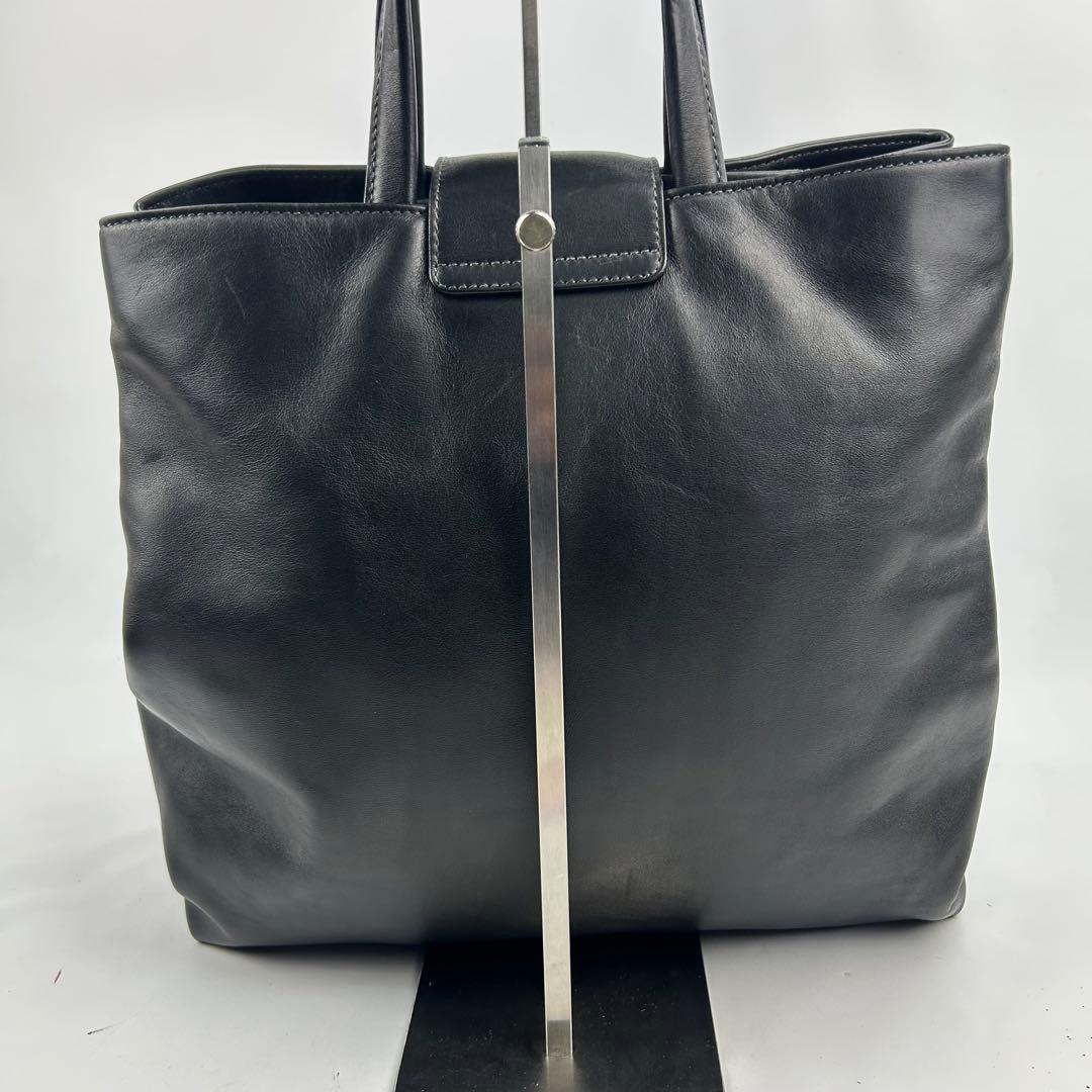 【美品】ブルガリ　トートバッグ　2way レザー　ロゴ金具　ビジネス　大容量　黒