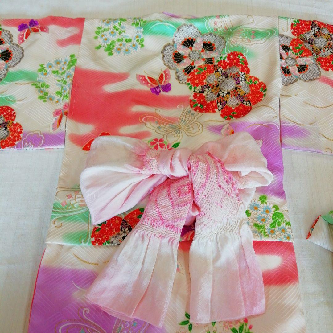 ちゃんちゃんこ付きとても愛らしいお嬢様用着物▪化繊▪七五三、お正月、お誕生日に！