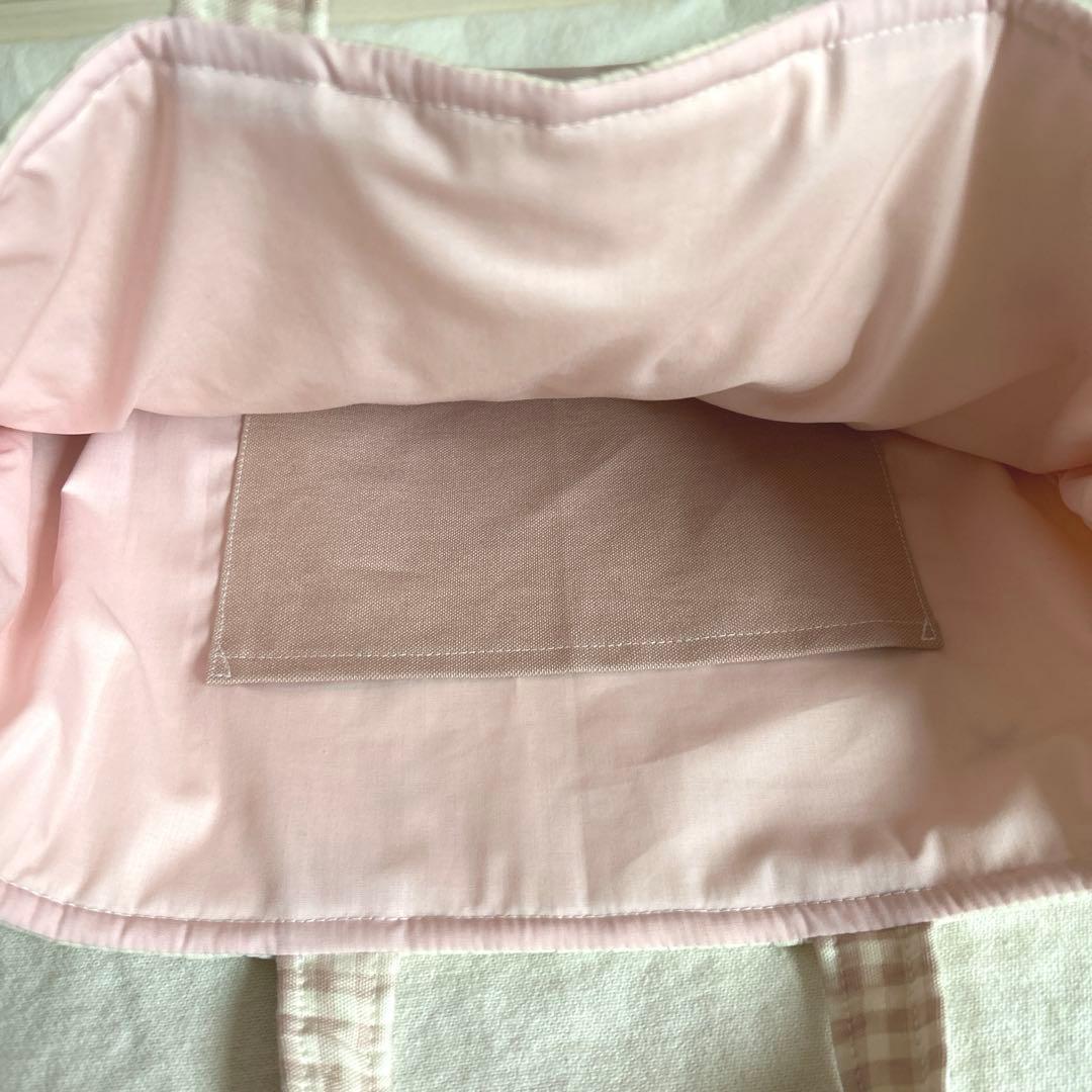 入園入学3点セット　 【月と星ヌビ×くすみピンク】　女の子　手提げ　手提げ袋