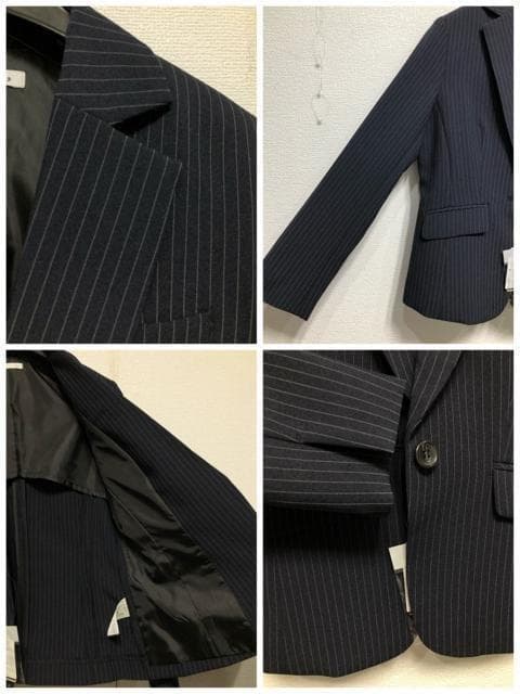 新品☆11号M♪紺系ストライプ♪2パンツスーツ♪お仕事オフィスに♪☆u606
