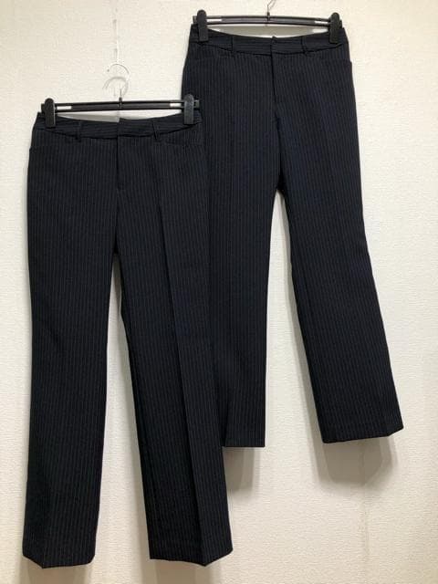 新品☆11号M♪紺系ストライプ♪2パンツスーツ♪お仕事オフィスに♪☆u606
