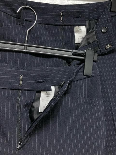 新品☆11号M♪紺系ストライプ♪2パンツスーツ♪お仕事オフィスに♪☆u606