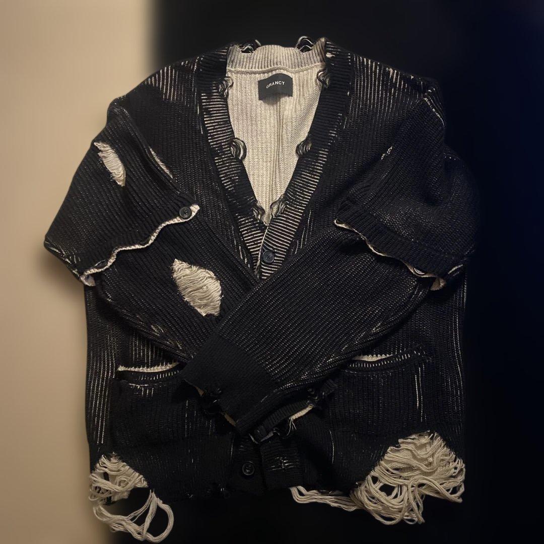 【美品】GRANCYディストラクションカーディガン　M