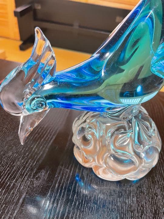 【美品】ガラス　鳥の置物