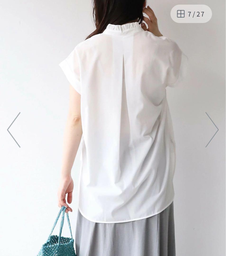 タグ付き MICA＆DEAL フリルカラースキッパーブラウス シャツ ホワイト