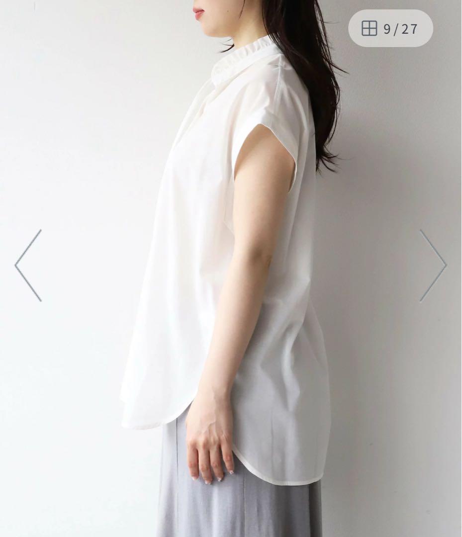 タグ付き MICA＆DEAL フリルカラースキッパーブラウス シャツ ホワイト