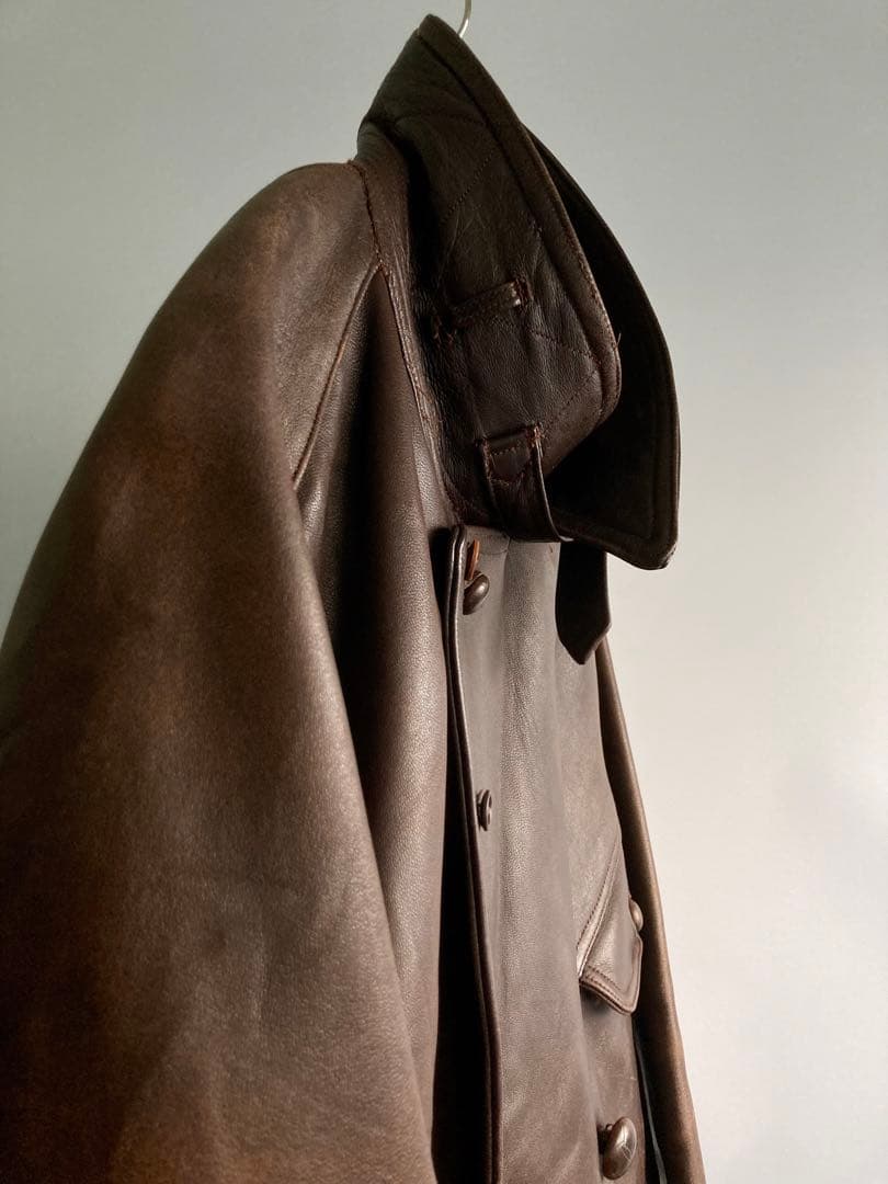 ジャケット・アウター 40s French Vintage Leather Aviator Coat