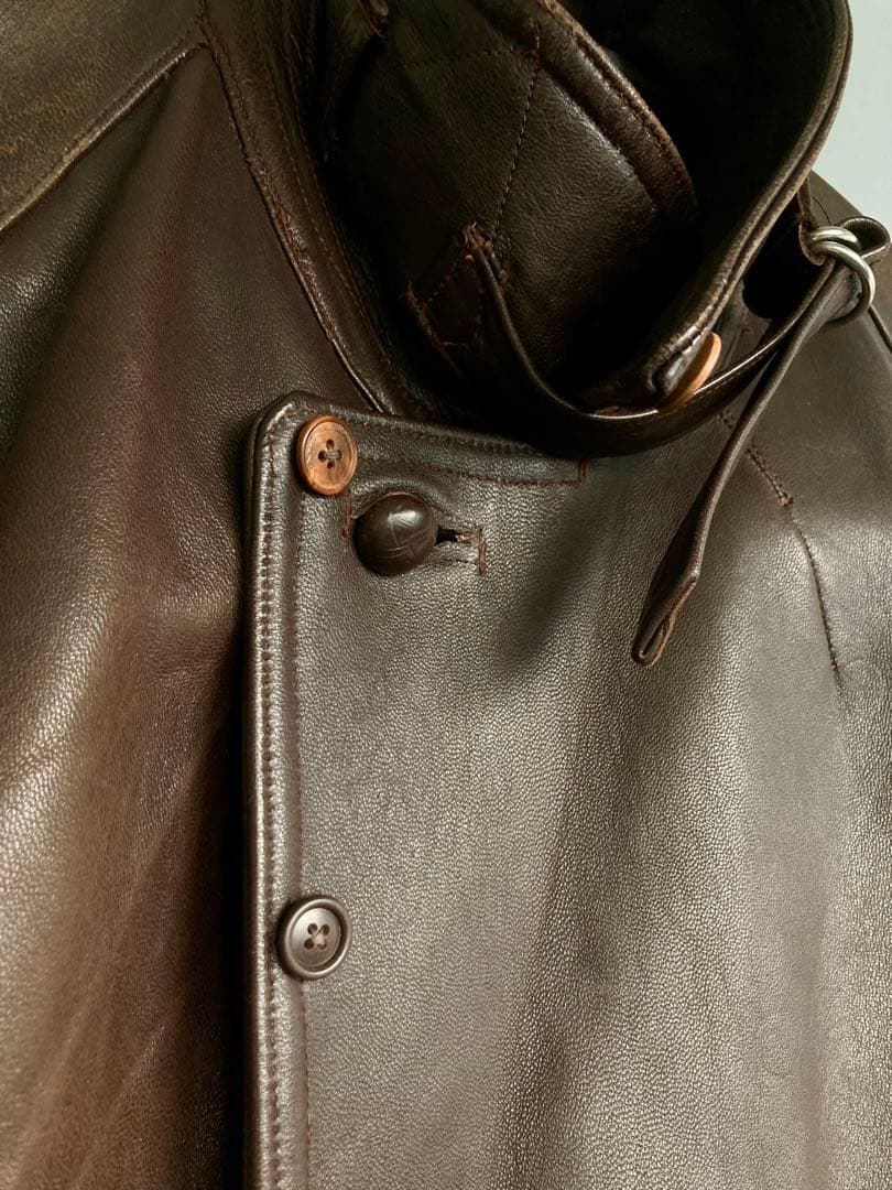 ジャケット・アウター 40s French Vintage Leather Aviator Coat
