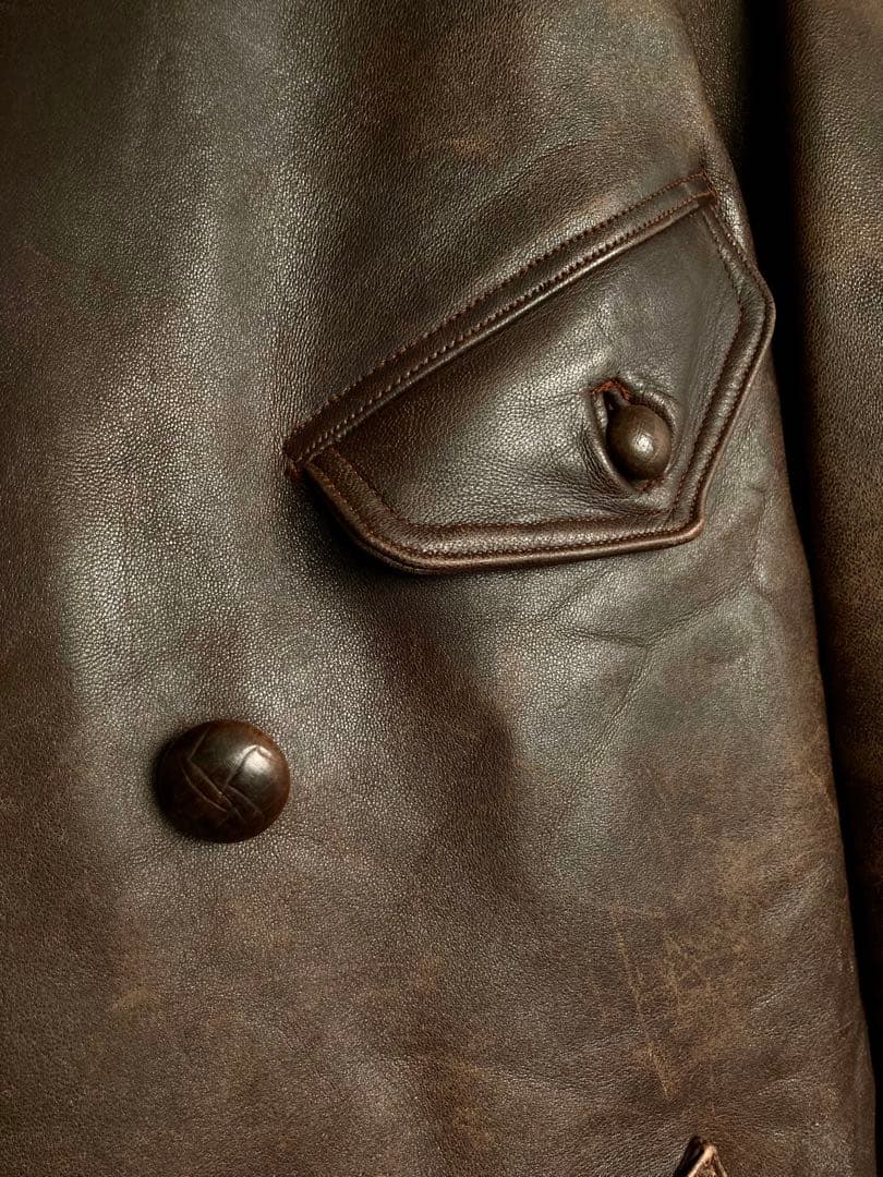 ジャケット・アウター 40s French Vintage Leather Aviator Coat