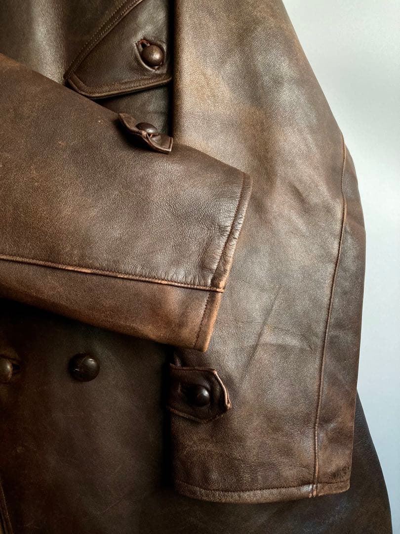 ジャケット・アウター 40s French Vintage Leather Aviator Coat