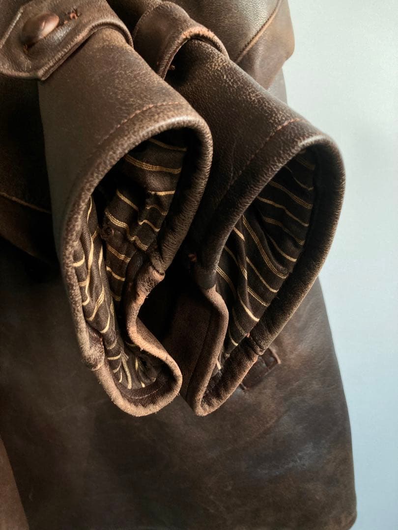 ジャケット・アウター 40s French Vintage Leather Aviator Coat