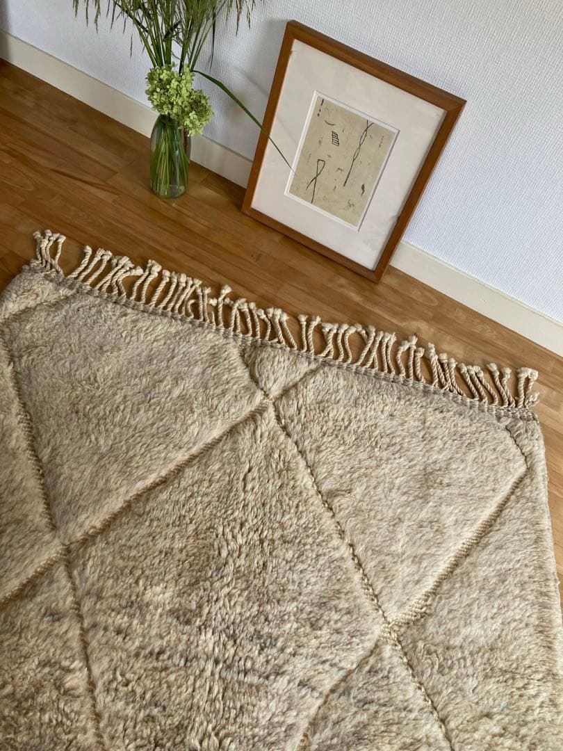 【モロッコ直輸入】ベニワレン手織りラグ　一点物