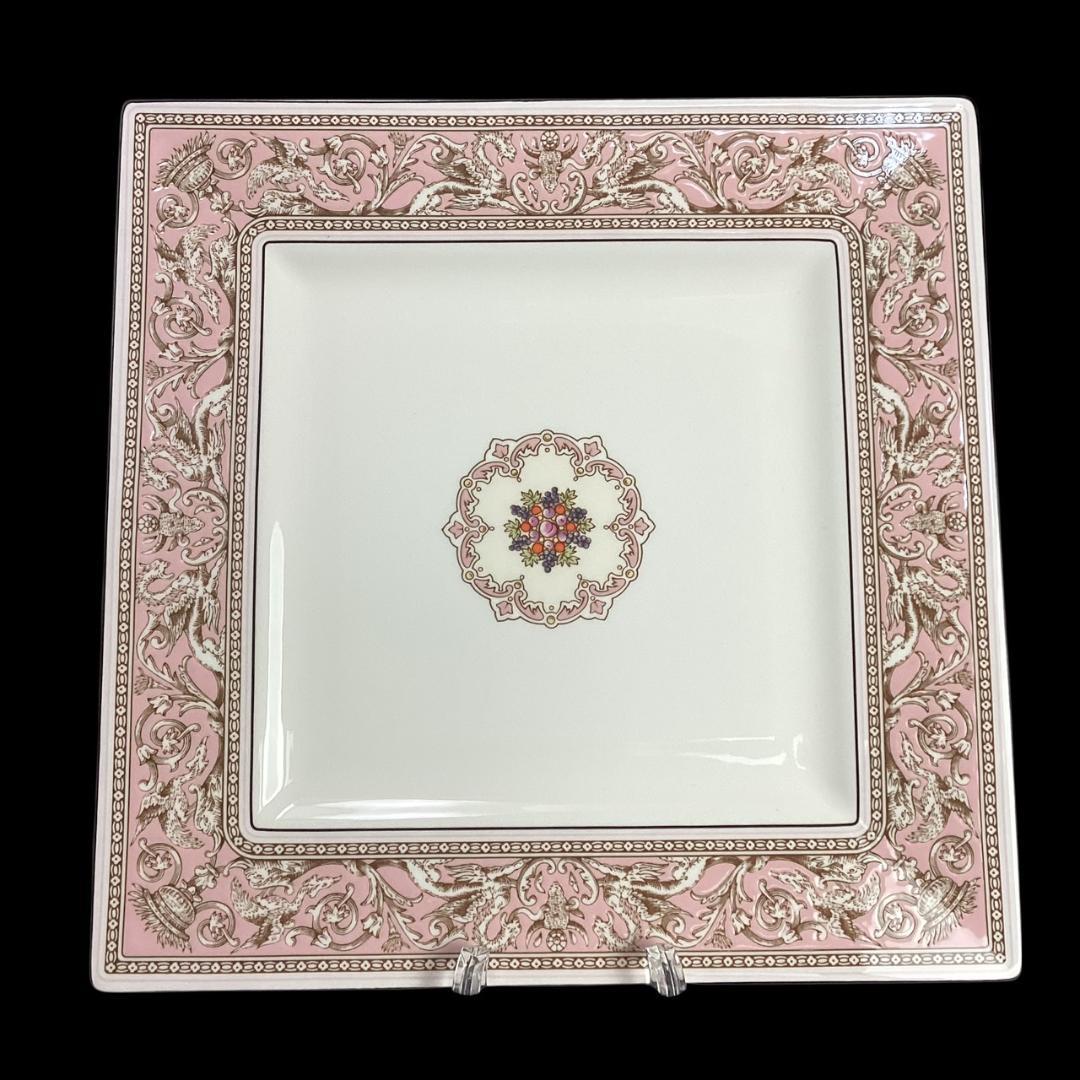 【未使用】ウェッジウッド フロレンティーンピンク スクエアプレート 角皿27cm