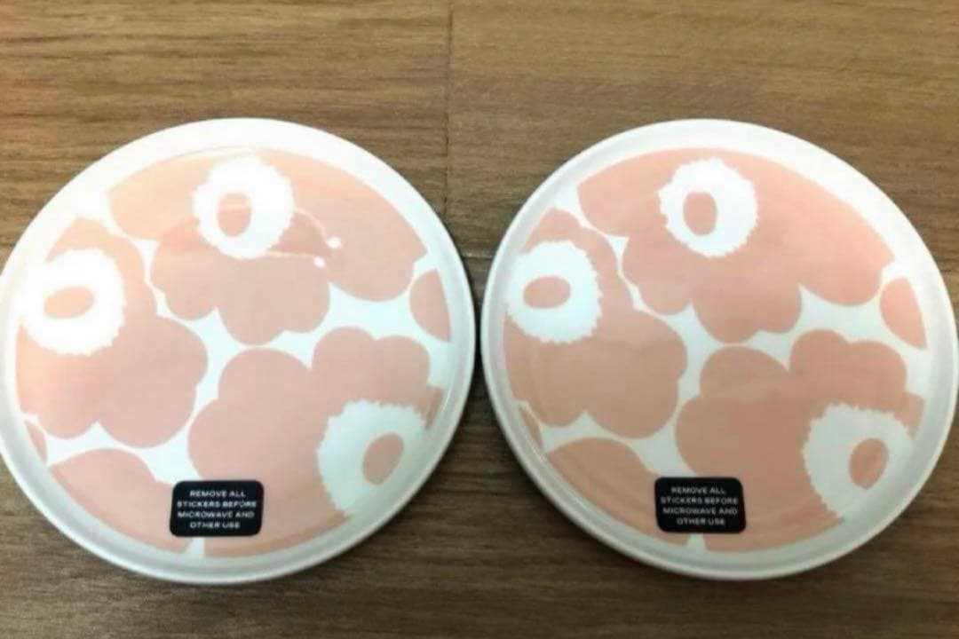 ウニッコ柄　ピンクプレート2枚セット