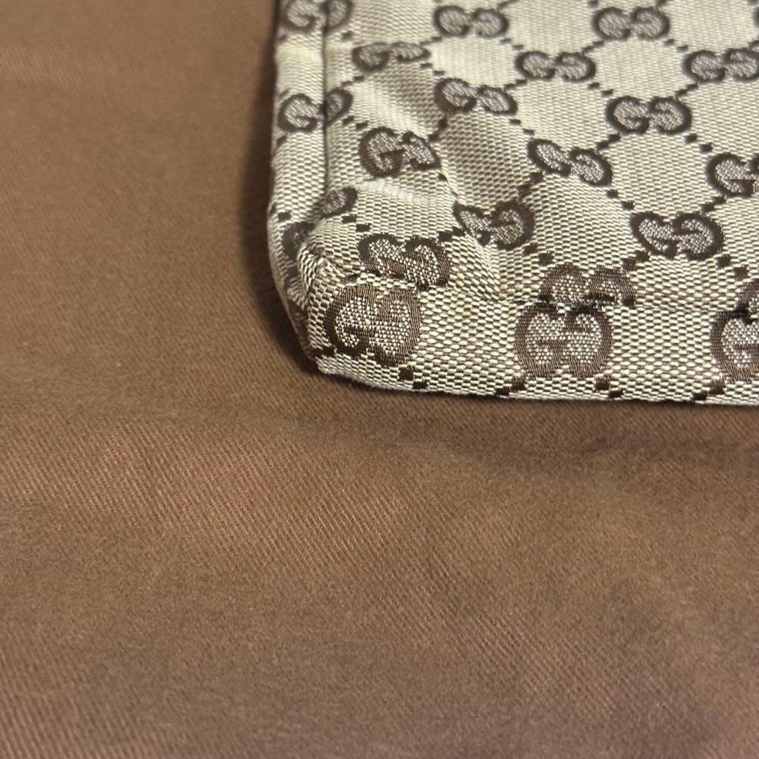 GUCCI グッチ GGキャンバス ボディバッグ ブラウン レザー