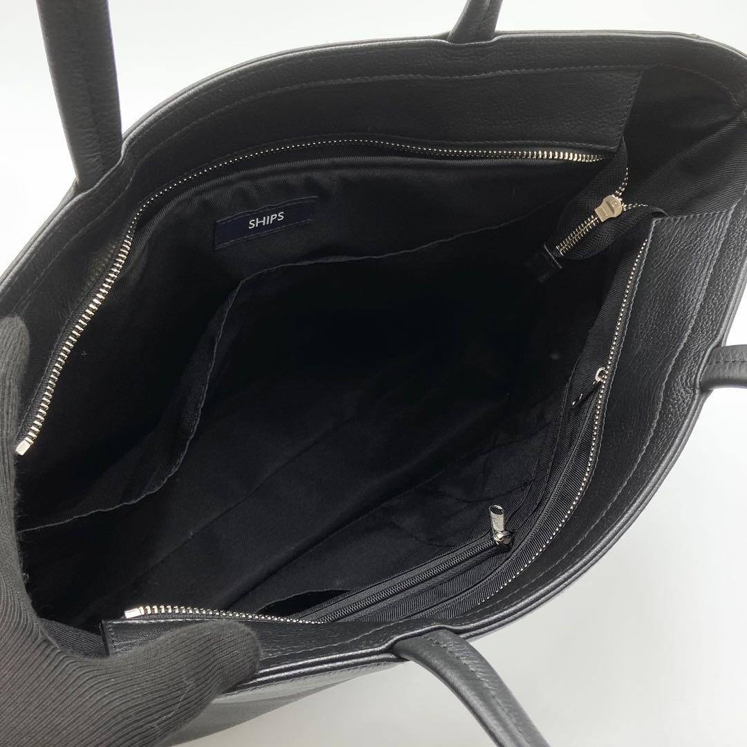 極美品　SHIPS シップス　ヴァーティカル　トートバッグ　スマートレザー　黒