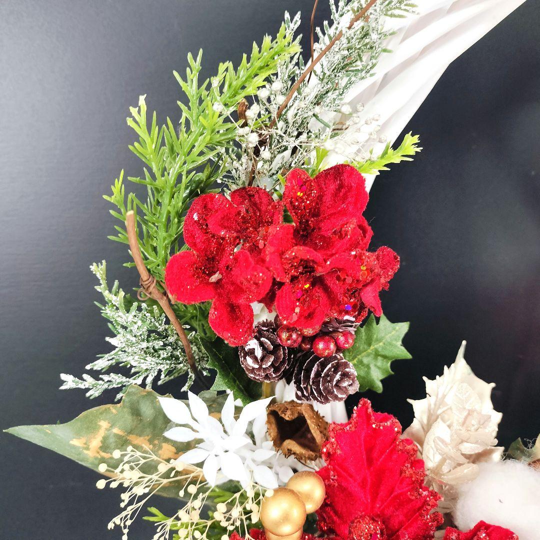 商品名【聖蘭】華やか！❤ポインセチアのクリスマスリース 冬リース 玄関リース