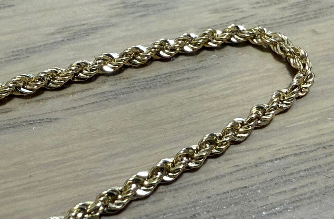 新品未使用品　K18 パイプロープチェーンブレスレット 幅2.0mm 18cm