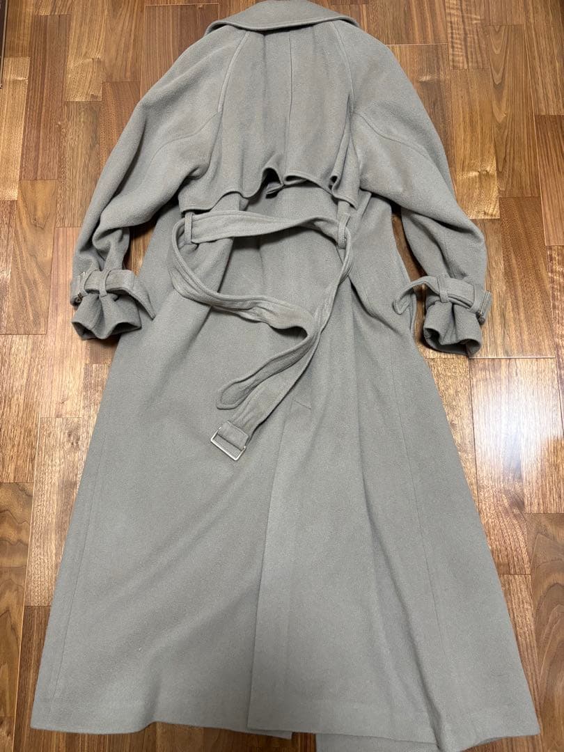 anuans アニュアンス ウールトレンチロングコート S カーキグレー