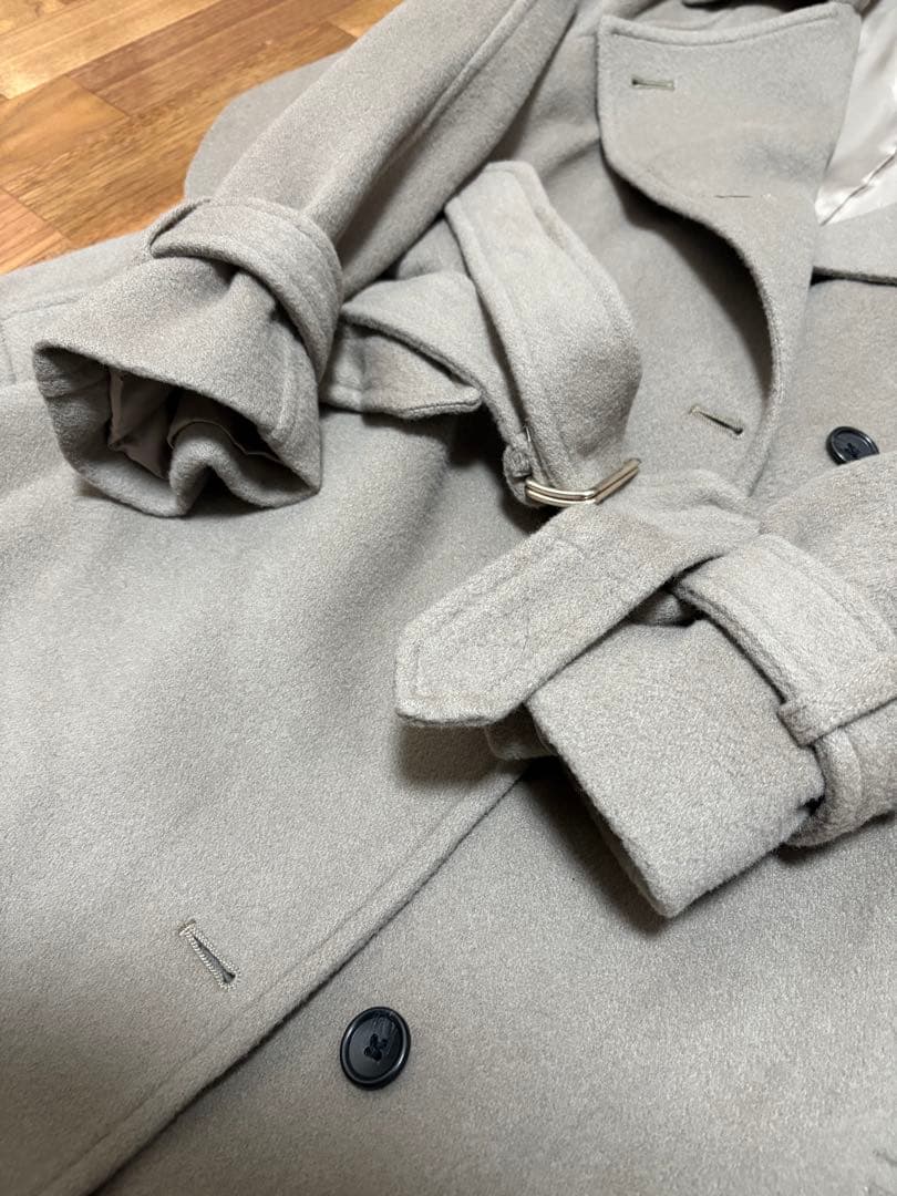 anuans アニュアンス ウールトレンチロングコート S カーキグレー